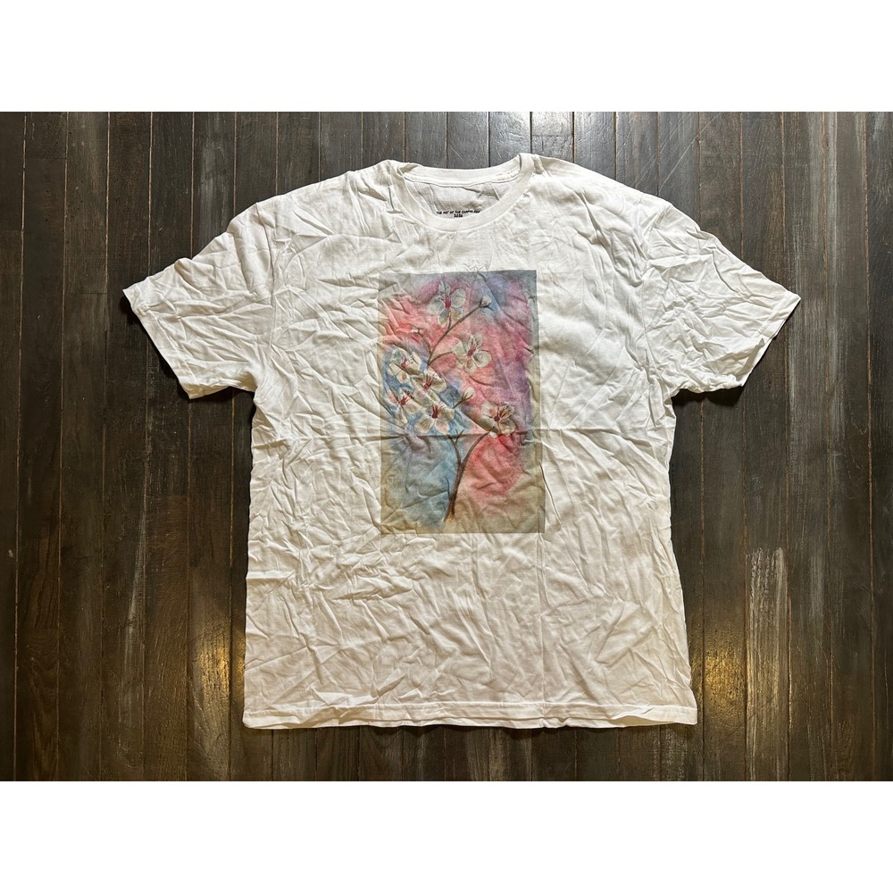 Art of the Chameleon 2026 White Graphic T-Shirt Cherry Blossom Floral